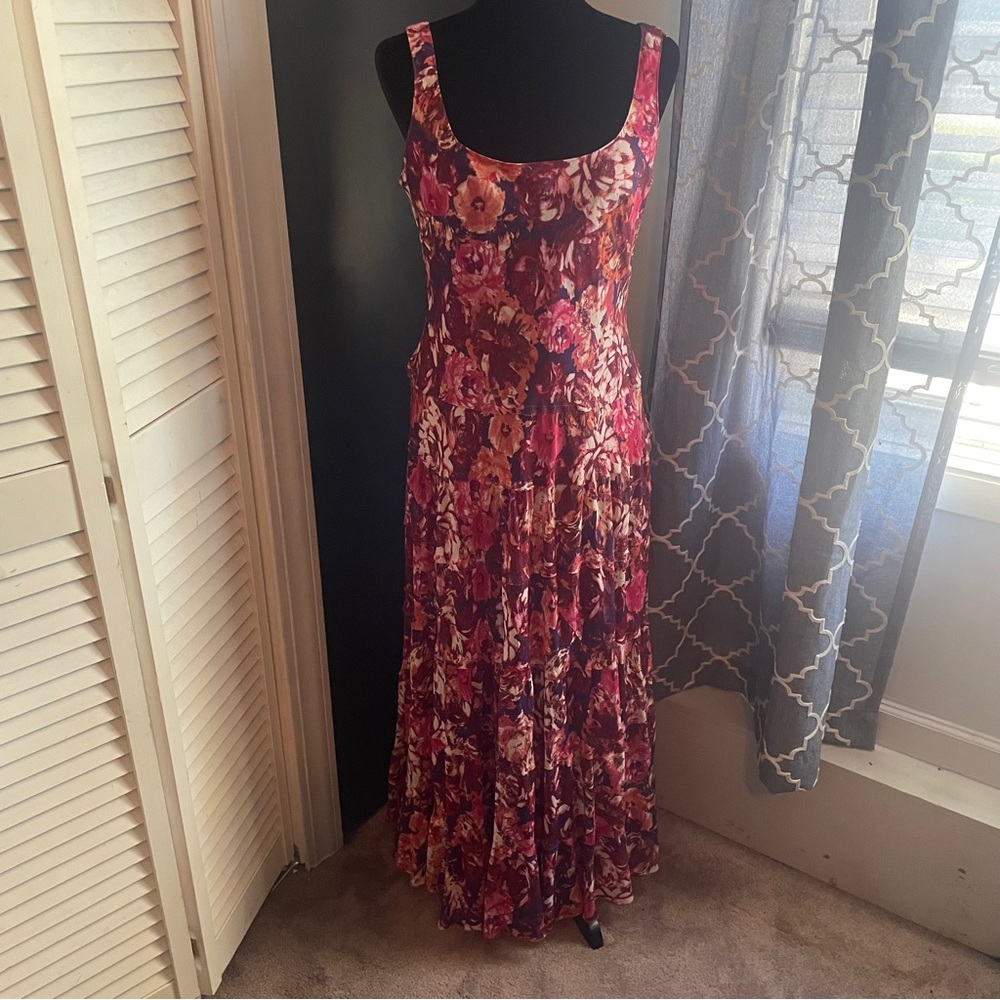 Kasper Sleeveless Dress Size 10 Floral Pink Maxi Dress